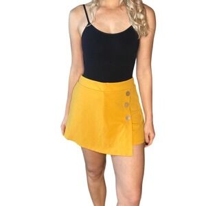 Haute Monde Yellow Wrap Button Skort XL
